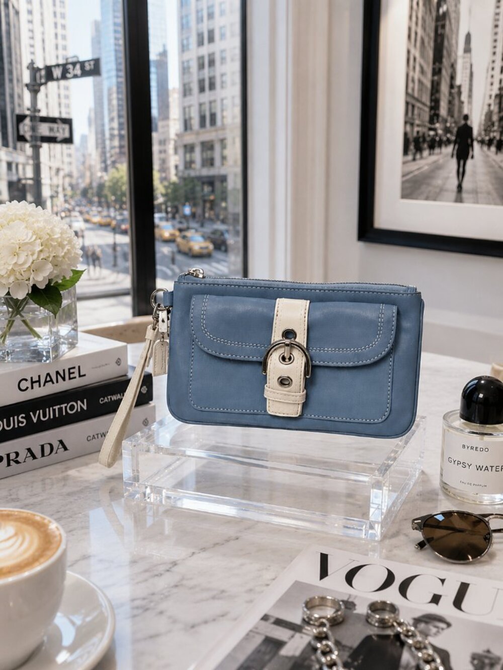 Coach Soho Light Blue w/ White